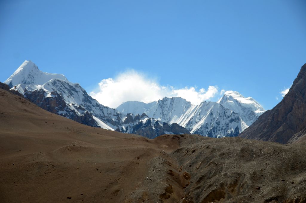 07 Looking South From Above Gasherbrum North Base Camp In China With P6648 On Left, K2 In The Clouds And Kharut III On Right